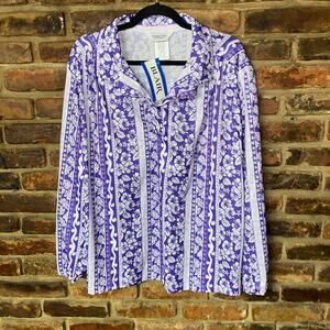 NWT Blair Improved Living Deadstock Vintage 70s Purple Blouse Women's Size 2XL